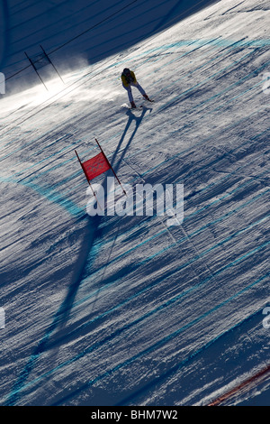 Konkurrent im alpinen Skifahren Super G der Frauen bei der Olympischen Winterspiele 2010, Vancouver, Britisch-Kolumbien. Stockfoto