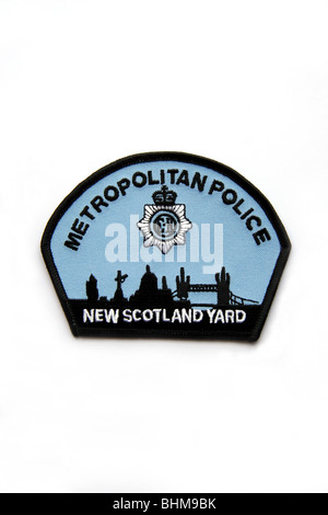 Patch von der Metropolitan Police New Scotland Yard mit Skyline von London. Stockfoto