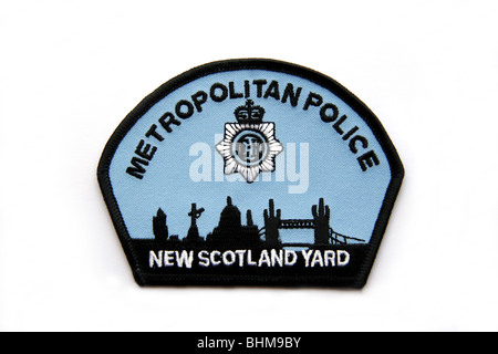 Patch von der Metropolitan Police New Scotland Yard mit Skyline von London. Stockfoto