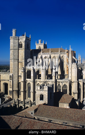 Mittelalterliche und gotische Kathedrale von Saint-Just-et-Saint-Pasteur (1332), Narbonne, Aude, Languedoc Roussillon, Frankreich Stockfoto