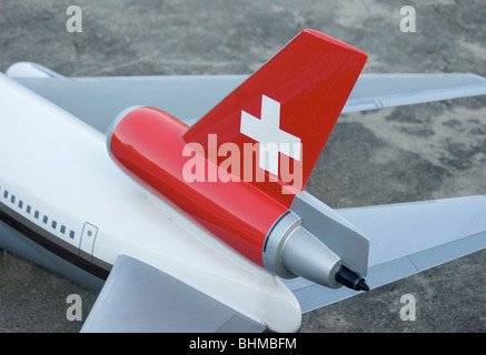 Flugzeug-Rute mit dem Logo der Swiss Airlines Stockfoto