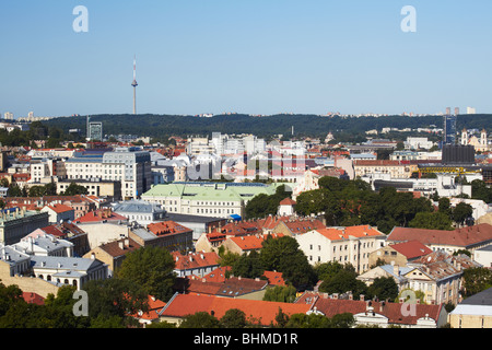 Blick auf Neustadt mit Fernsehturm im Hintergrund, Vilnius, Litauen, Baltikum, Osteuropa Stockfoto