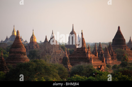 Myanmar, Burma, Bagan, allgemeine Panorama Luftbild, Tempel, Stockfoto