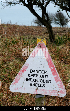 Warnschild am Schießplatz Lulworth Dorset England UK Stockfoto