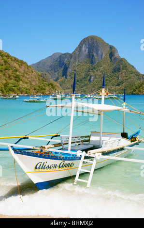 Banca Boot Cadlao Insel; El Nido; Bacuit Bay; Palawan; Philippinen. Stockfoto