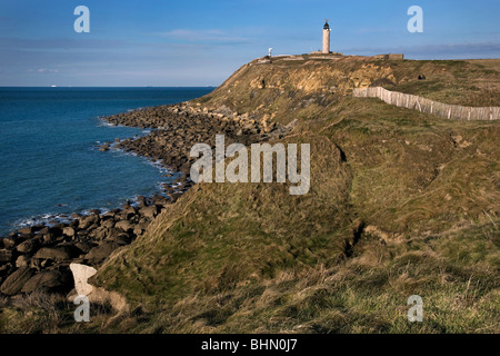 Der Cap Gris Leuchtturm, Côte d ' Opale, Nord-Pas-de-Calais, Frankreich Stockfoto