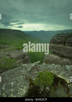 Blick auf den Clyde-Schlucht in einem Gewitter, Morton Nationalpark NSW Australia Stockfoto