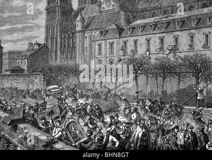 Geographie/Reisen, Frankreich, Revolution 1830, Revolution im Juli 26.6.1830-29.7.1830, Zerstörung und Plünderung des Palastes des Erzbischofes, Paris, später Holzgravur, 19. Jahrhundert, historisch, historisch, verwüstet, Verwüstung, Ravagen, Depredationen, Kirche, Kirchen, Sakral, Sakral, Gebäude, Gebäude, Gebäude, Menschenmassen, Aufstand, Aufstand, Aufstand, Aufstand, Aufstand, Aufstand, Aufständischen, Aufstände, Aufstand, Aufstände, Aufstände, Aufstände, Aufstände, Aufstände, Aufstände, Aufstände, Aufstände, Aufstände Rebellen, Revolter, Revolter, Ereignisse, Westeuropa, Menschen, Stockfoto