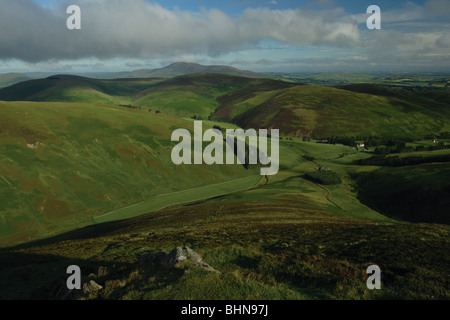 Tinto Hill und Clyde Valley aus Fell Shin unter Culter fiel, South Lanarkshire, Schottland Stockfoto