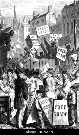 Geografie/Reisen, Großbritannien, Politik, Demonstration der Anti-Cornlaw-Liga für den freien Handel, ca. um das Jahr 1840, Stockfoto