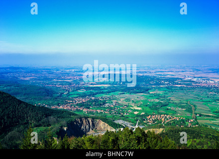 Elsässisches Flachpanorama von der Burg Haut-Koenigsbourg, Frankreich, Europa Stockfoto