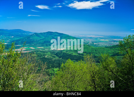 Vosges Berge Panorama von Burg Haut-Koenigsbourg, Elsass, Frankreich Stockfoto