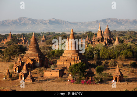 Myanmar, Burma, Bagan, Tempel, allgemeine Luftbild, Stockfoto