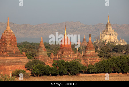 Myanmar, Burma, Bagan, Tempel, allgemeine Luftbild, Stockfoto