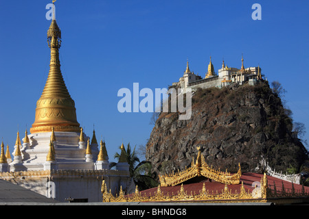 Myanmar, Burma, Mt Popa, Berggipfel Schreine Stockfoto