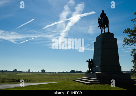 Bild von der Virginia-Denkmal in Silhouette in Gettysburg Schlachtfeld, Pennsylvania, USA., Robert E Lee-Statue an der Spitze. Stockfoto