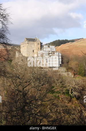 Castle Campbell und Ochil Hills Clackmannanshire Schottland Februar 2010 Stockfoto