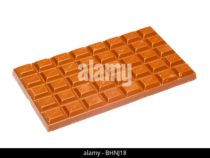 Milch Schokolade auf weißem Hintergrund Stockfoto