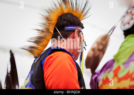 Einheimische kanadische Tänzerin, Festival du Voyageur, Winnipeg, Manitoba Kanada. Stockfoto