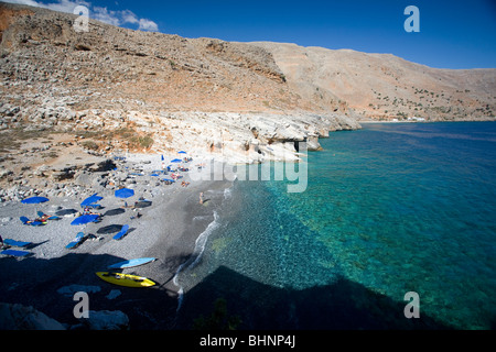 Marmor Strand, an der Mündung des Aradena Schlucht. Weiße Berge, Kreta, Griechenland. Stockfoto