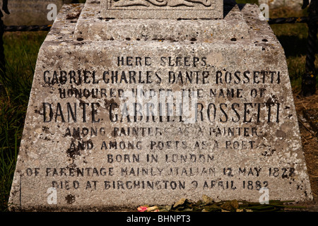 Grabstein von Dante Gabriel Rossetti in Birchington, Kent, England Stockfoto