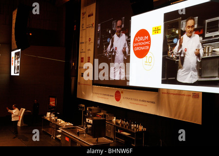 Starkoch Ferran Adria vom Restaurant El Bulli auf eine gastronomische Forum in Girona, Katalonien, Spanien Stockfoto
