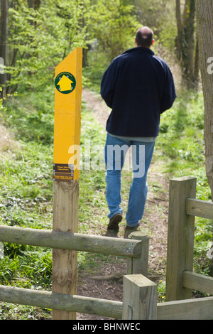 Öffentlichen Fußweg und der Beschilderung. Leicestershire. Stockfoto