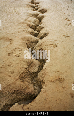 Gewundene Riss in der Nähe von schlammigen Vulkane an Berca, Rumänien Stockfoto