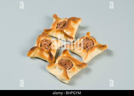 Fleischpastete auch bekannt als Sfeeha Libanon Nahost Stockfoto