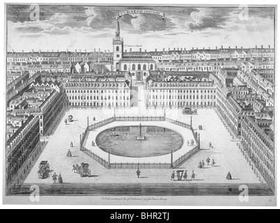 St James Square aus dem Süden, London, 1754.                                              Künstler: Sutton Nicholls Stockfoto