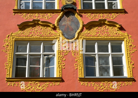 Barockfassade, Ingolstadt an der Donau, Bayern, Deutschland | alte Stadt Ingolstadt an der Donau, Bayern, Deutschland Stockfoto