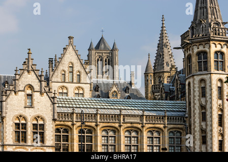 St.-Nikolaus-Kirche und Glockenturm, Gent, Flandern, Belgien Stockfoto