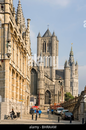 St. Nicholas Church und die gotischen post Office, Gent, Flandern, Belgien Stockfoto