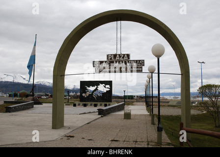 Denkmal in Ushuaia, Argentinien; um die zum Gedenken an den Falkland-Krieg 1982 Stockfoto