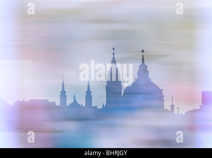 Gliederung der St. Nikolas Kirche, eines der wichtigsten Gebäude der barocken Prag - trübe Eindruck Stockfoto