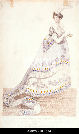 "Ihre königliche Hoheit die Prinzessin von Wales in ihren Hof Kleid ..., 1807'. Artist: Unbekannt Stockfoto