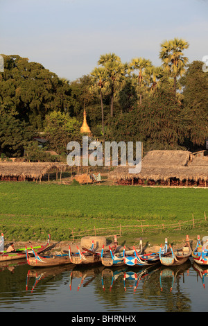 Myanmar, Burma, Amarapura, Taungthaman Dorf, Stockfoto