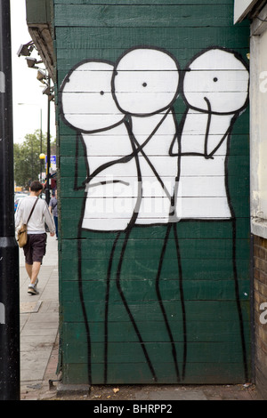 Grafitti auf alte Gebäude in London Stockfoto