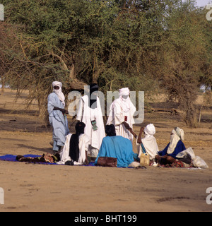 Akadaney, zentralen Niger, Westafrika. Fulani Nomaden Reden. Jährliche Zusammenkunft, die Gerewol. Stockfoto