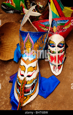 Ghost-Masken, Phitakon Festival (Phi ta Khon), Dansai, Loei, Thailand Stockfoto