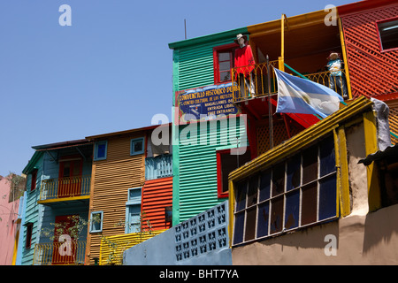 bunten historischen Gebäuden im Caminito Straße la Boca Hauptstadt Buenos Aires Bundesrepublik Argentinien in Südamerika Stockfoto