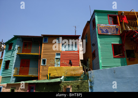 bunten historischen Gebäuden im Caminito Straße la Boca Hauptstadt Buenos Aires Bundesrepublik Argentinien in Südamerika Stockfoto