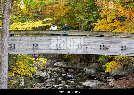 Wanderer genießen Sie den Blick von einer Brücke in der Albemarle Grafschaft, Virginia. Stockfoto