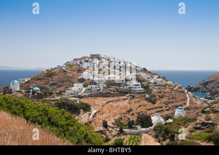 Kastro mit Blick auf das Ägäische Meer, Insel Sifnos, Kykladen, Griechenland Stockfoto