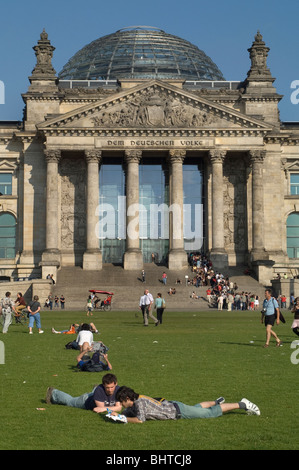 Reichstag, Reichstagsgebäude, Berlin, das 1894 den Bundestag, das Unterhaus des Deutschen bundestages, beherbergt. Deutschland Stockfoto