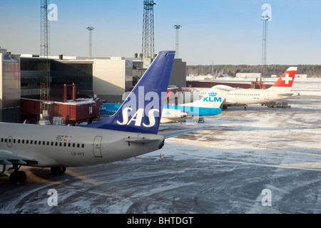Flughafen Arlanda (Schweden) an einem Wintermorgen Stockfoto