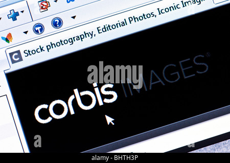Makro-Screenshot der Website Corbis. Corbis verkauft und vertreibt Foto- und Filmmaterial. Nur zur redaktionellen Verwendung. Stockfoto