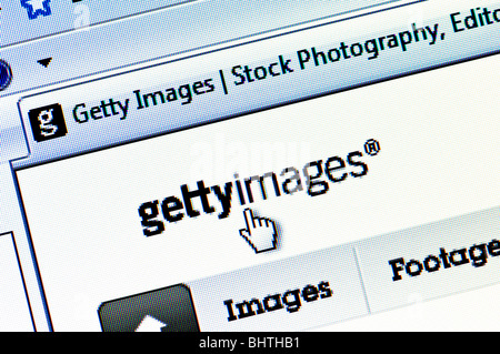 Makro-Screenshot von der Getty Images-Webseite. Getty verkauft und vertreibt Foto- und Filmmaterial. Nur zur redaktionellen Verwendung. Stockfoto