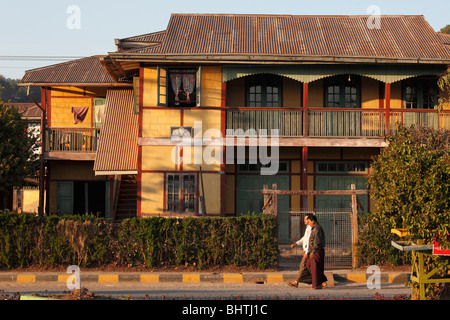 Myanmar, Burma, Kalaw, Straßenszene, Haus, Menschen, Shan-Staat, Stockfoto