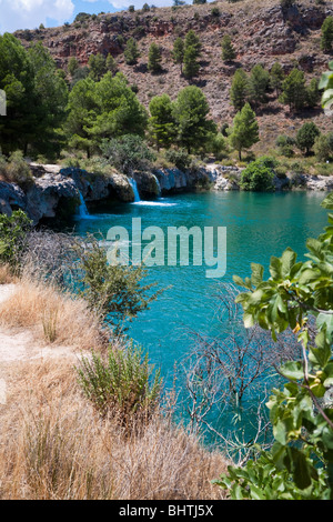 Lagune und Wasserfälle in Lagunas de Ruidera Natural Park, Ossa de Montiel, Spanien Stockfoto